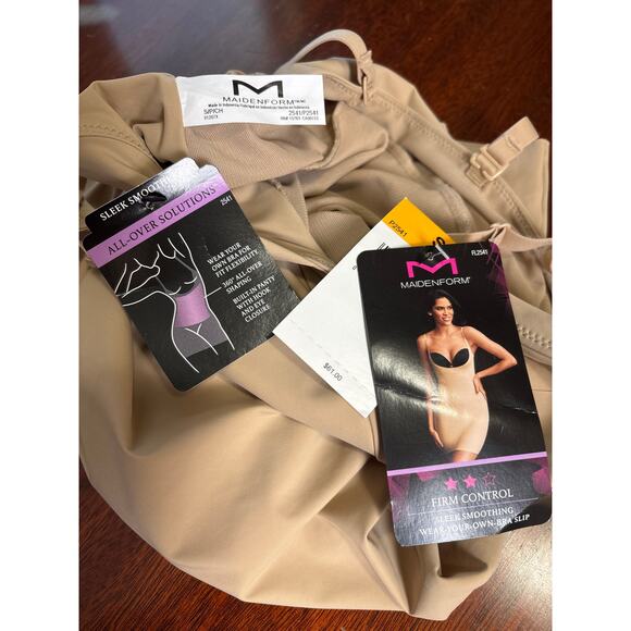 Maidenform Shapewear Slip Sz Small Firm Control Wear Your Own Bra Built in Panty - Picture 3 of 8